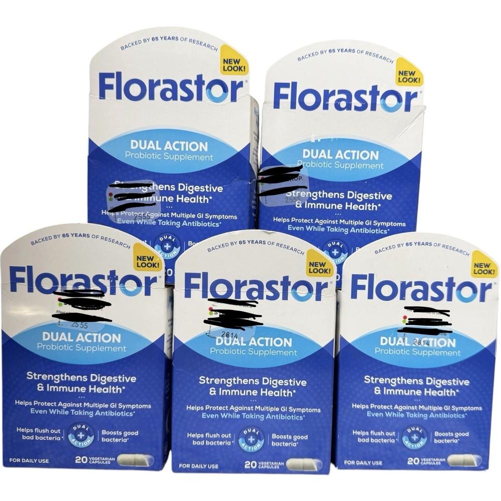 5 New Florastor Daily Probiotic Supplement – 20 Capsules Each Box Exp. 10/2026+