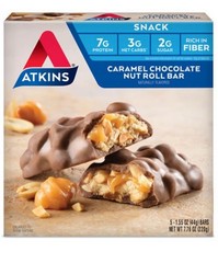 🟠 New Atkins Caramel Chocolate Nut Roll Creamy Protein Nutrition Bars 7.76oz