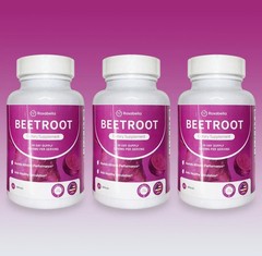 3PCS Rosabella Organic Beet Root 60 Capsules Natural Energy Boost Blood Pressure