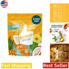 Electrolyte Powder Packets: Pineapple Coconut, 28 Servings, No Sugar, Real Fr…