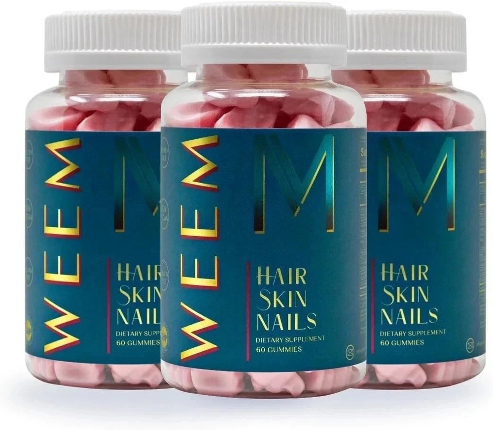 3 Packs WEEM Hair Skin and Nails Gummies, Vegan biotin Vitamins, Healthy Hair