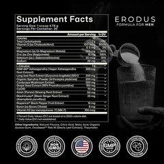 ERODUS Men Herbal Supplement Powder Ashwagandha Energy Vitality Support 30 Servi