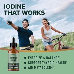 Organic Iodine Liquid for Thyroid Support | Nascent 2 Fl Oz (Pack of 1)