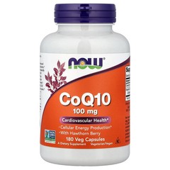 2 X NOW Foods, CoQ10 With Hawthorn Berry, 180 Veg Capsules