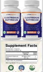 Vitamatic Clostridium butyricum 25 Million – Gut Health – 120 Capsules (2 Pack)
