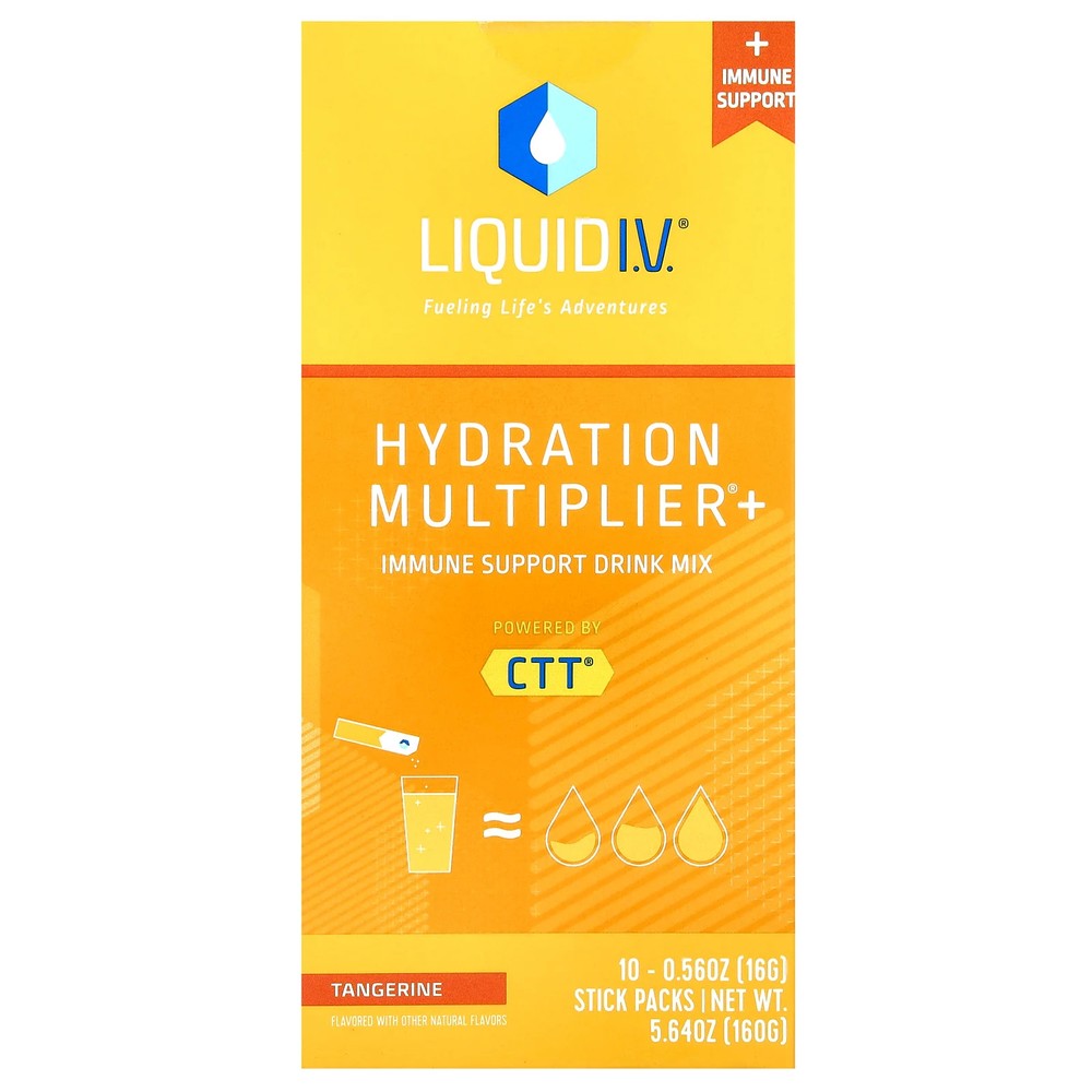 2 X Liquid I.V., Hydration Multiplier + Immune Support Drink Mix, Tangerine, 10