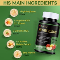 Nitric Oxide Booster Supplement Blood Pressure &Heart Health Support 60 Capsules