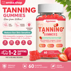 Tanning Gummies for Women and Men, Self Tan Supplement with Beta Carotene, Lycop