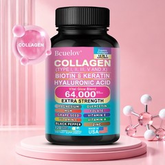 14-in-1 Collagen Supplement 64000mcg Magnesium Zinc Vitamin C E 120 Veggie Caps