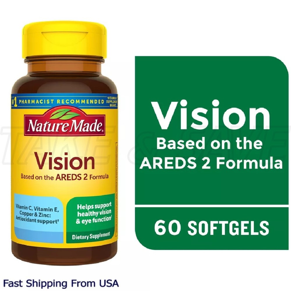 Nature Made Vision Supplements 60 Softgels Eye Support Areds 2 Formula EXP:01/27