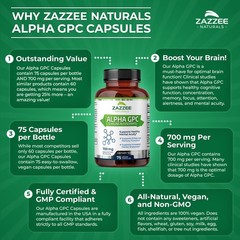 Alpha GPC Choline 75 Veggie Caps 700 mg per Serving Pharmaceutical Grade Non-GMO