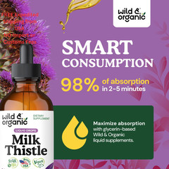 Wild & Organic Milk Thistle Liquid Drops – Liver Cleanse 4 Fl Oz (Pack of 1)