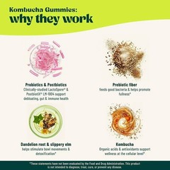 3X Probiotic Kombucha Gummy – Prebiotics,Probiotics,Postbiotics,Fiber Supplement