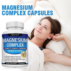 1-3Pack Toplux Nutrition Magnesium Complex 1000mg Supports 8 Elemental Magnesium