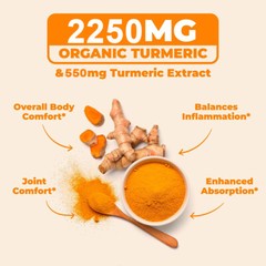 Turmeric Curcumin 2250mg Herbal Extract 95% Curcuminoids with Black Pepper