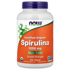 2 X NOW Foods, Certified Organic Spirulina, 1,000 mg, 240 Tablets