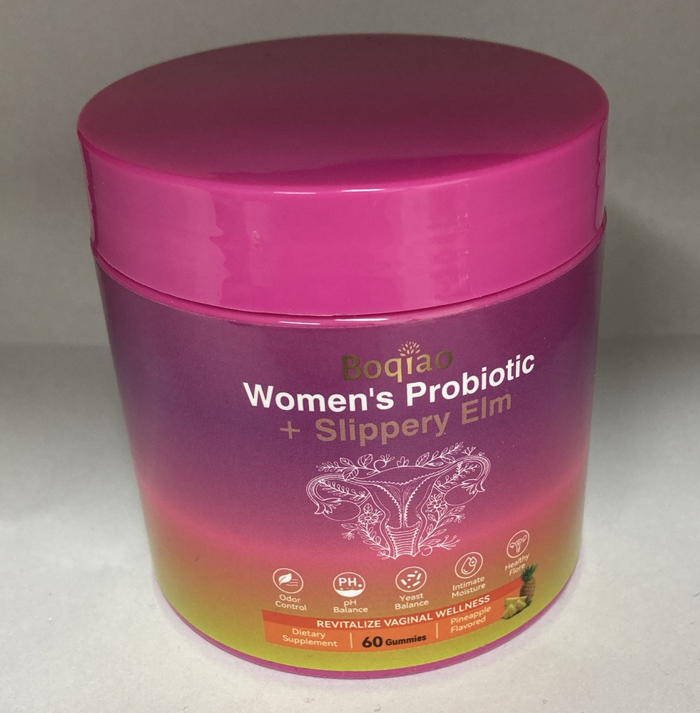Boqiao Women’s Probiotic + Slippery Elm Pineapple Gummies, 60 Count