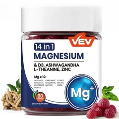 VEV 14-in-1 Magnesium Gummies with Ashwagandha D3 Zinc Designed for Relax & Slee