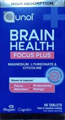 QUNOL HIGH ABSORP BRAIN HEALTH FOCUS PLUS ENERGY ATTENTION SUPPLEMENT 60 TABLETS