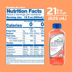 Electrolit Zero, Electrolyte Beverage, Strawberry-Banana, 21 Fl Oz Bottle (Pack
