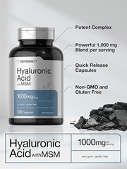 Hyaluronic Acid with MSM | 1000 mg | 120 Capsules | Non-GMO | by Horbaach