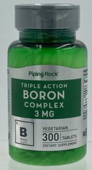 Piping Rock Boron 3mg 300 Tablets Triple Action Complex Supplement EXP 10/27