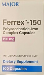 Major Ferrex 150 Polysaccharide Iron Complex Box 100ct -Exp Date 10-2025