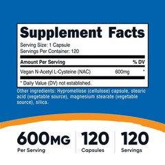 HOT-Nutricost N-Acetyl L-Cysteine (NAC) 600mg, 120 Vegan Capsules – Non-GMO