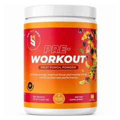 Pre Workout Powder Fruit Punch (30 Servings) Sm Fit Pro