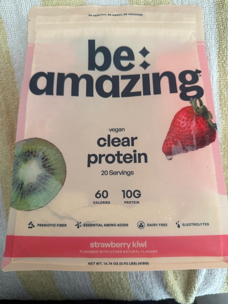 be amazing Clear Protein Vegan Dairy Free Strawberry Kiwi Powder 20 Serv 14.74oz