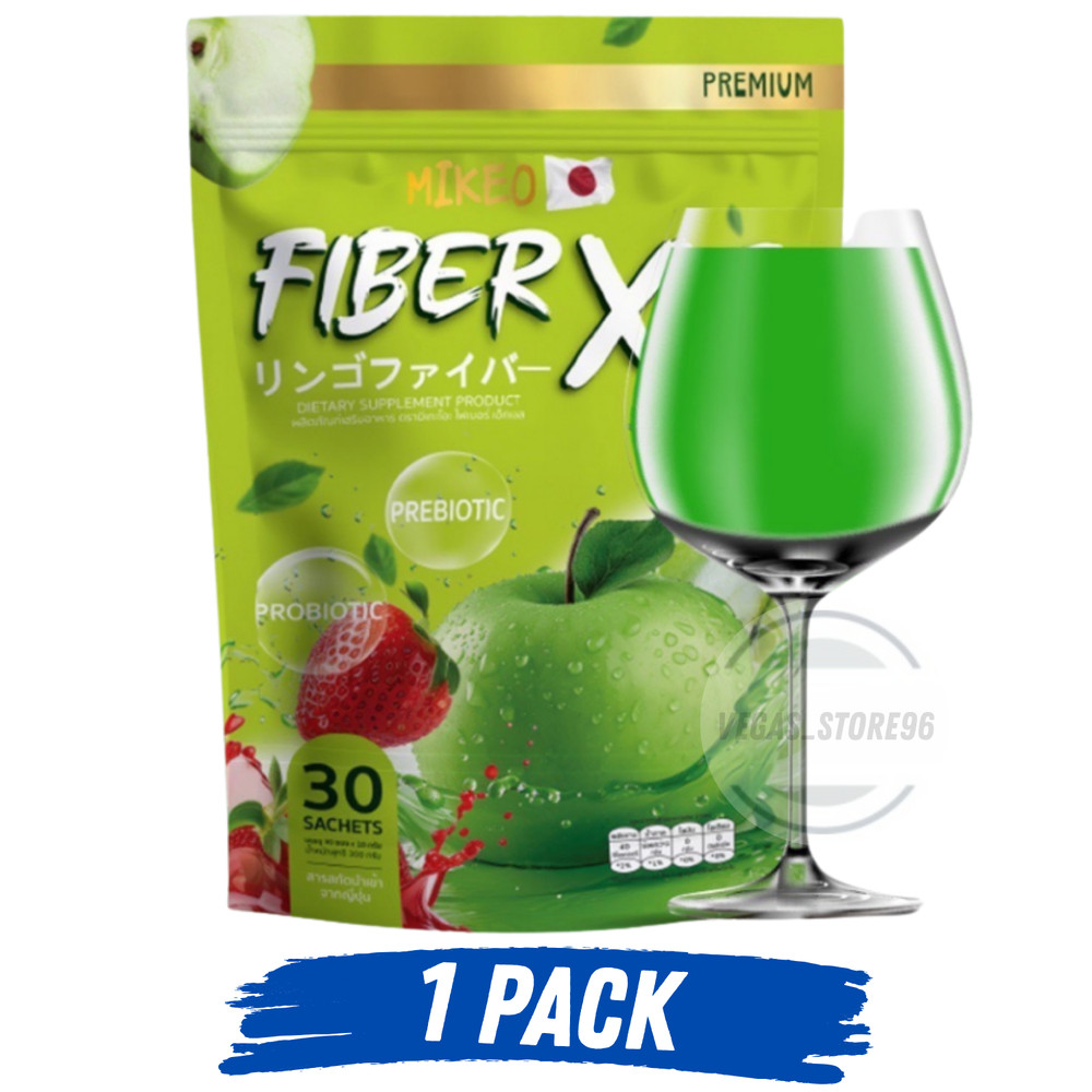 MIKEO Fiber XS Green Apple Detox Drink 30 Sachets Prebiotic Probiotic Sugar Free
