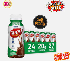 BOOST High Protein Drink Rich Chocolate 8oz Bottles, 24 Pack Nutritional ShakeUS