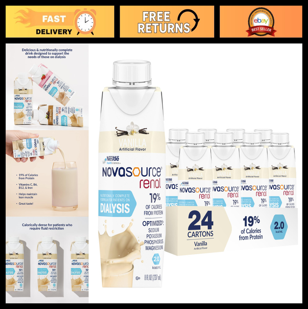 Nutritionally Complete Renal Formula Vanilla 8 oz Carton – 24 Pack, Ideal for Ki