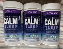 Natural Vitality Sleep Drink Mix 3 PACK Melatonin Magnesium Mixed Berry Exp 9/27