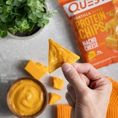 Quest Tortilla Style Protein Chips, Nacho Cheese, Baked, 1.1oz, 4 Count