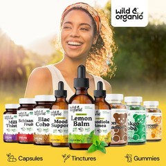 Wild & Organic Lemon Balm Drops – Relaxation 2 Fl Oz (Pack of 1), Brown