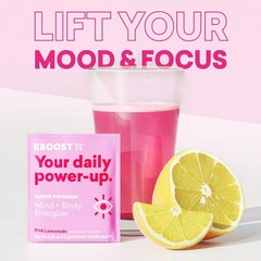 EBOOST Super Powder Drink Mix – Pink Lemonade 0.2 oz 20 Pack Hydration Energizer
