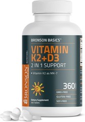Bronson Vitamin K2 D3 (MK7) Supplement Non-GMO Formula 360 Count (Pack of 1)