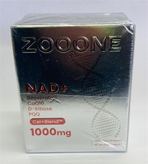 Zooone NAD+ Resveratrol CoQ10 D-Ribose PQQ 1000mg 30 packets 10.56 oz exp: 10/27