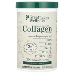 2 X Great Lakes Wellness, Grass-Fed Bovine Collagen Peptides, Unflavored, 16 oz