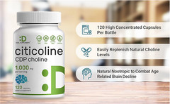 Citicoline CDP Choline 1000mg 120 Caps supports Brain Cognitive Function