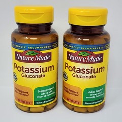 Nature Made Potassium Gluconate 550 mg, 100 Tabs per Bottle (2 Pack) Exp 07/2029