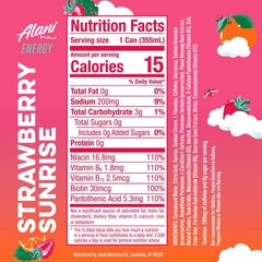 Alani Nu STRAWBERRY SUNRISE Sugar Free, Low Calorie Energy Drinks, 200mg Caff…