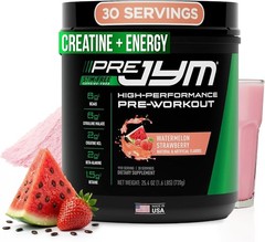 Pre JYM Stim Free Watermelon Strawberry Pre-Workout Powder,Creatine,No Caffeine,