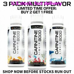 Cutler Nutrition 3 Pack Multi Flavor Carnitine Liquid 3000 Energy Sport Beverage