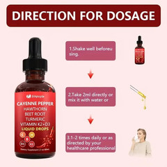 2Pack Cayenne Pepper Hawthorn Beet Root Turmeric Vitamin K2+D3 Liquid Drops