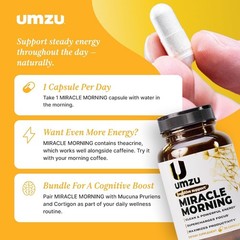 Miracle Morning Natural Energy Focus & Mood Boost | 150mg Caffeine 30 Caps