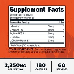 Primal Nitric Oxide Booster (2,250mg Per Serving)(180 Capsules)
