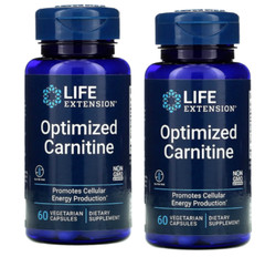 Optimized Carnitine 2X60Caps Life Extension Acetyl L-Carnitine 1100mg/Carnitine
