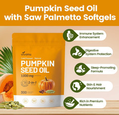Pumpkin Seed Oil 1000mg with Saw Palmetto 300 Softgels Prostate Health